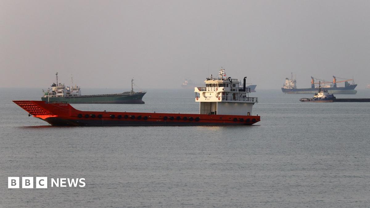 Vessels in the Strait of Hormuz as seen from Oman on 22 June, 2026.