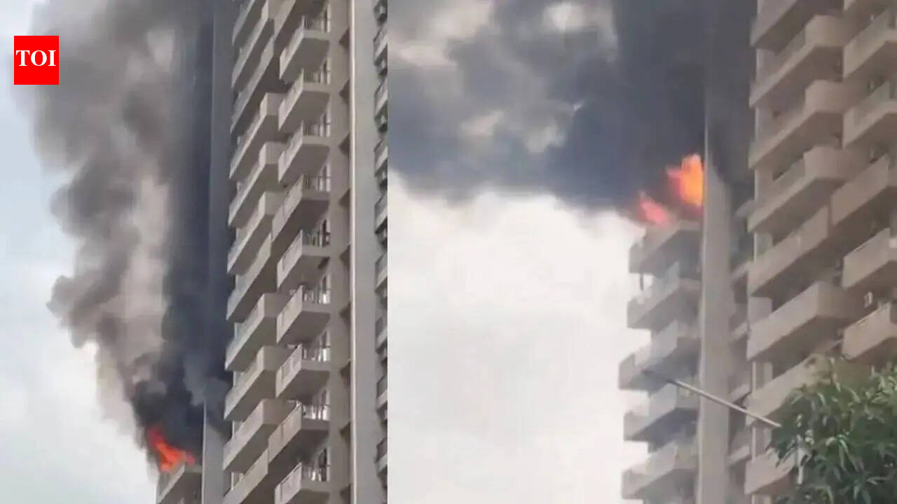Watch: Massive blaze erupts in flat at Noida's IVY County Society, panic among residents | Noida News