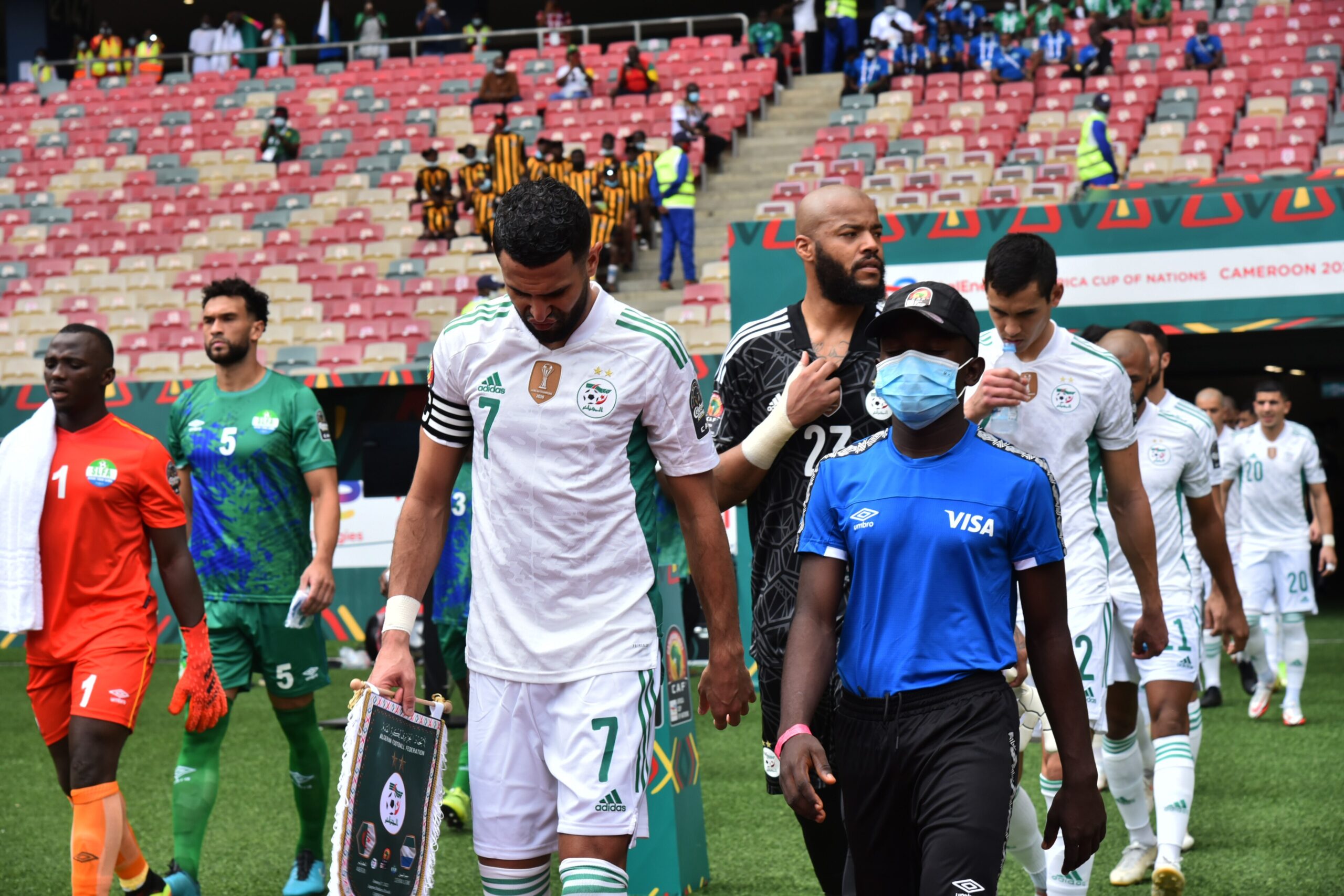 World Cup 2026 Algeria captain in the white home kit leading the team out