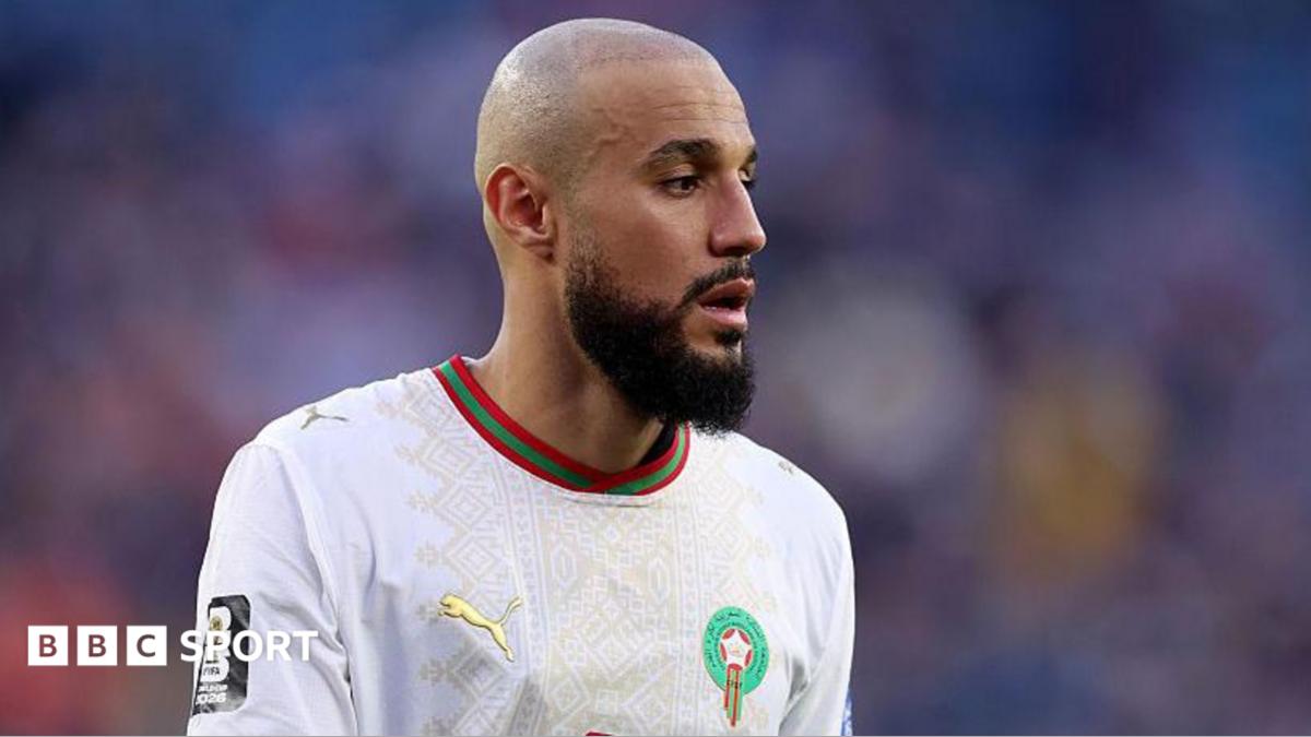 Morocco defender Noussair Mazraoui looks on during his side's World Cup group-stage match against Scotland