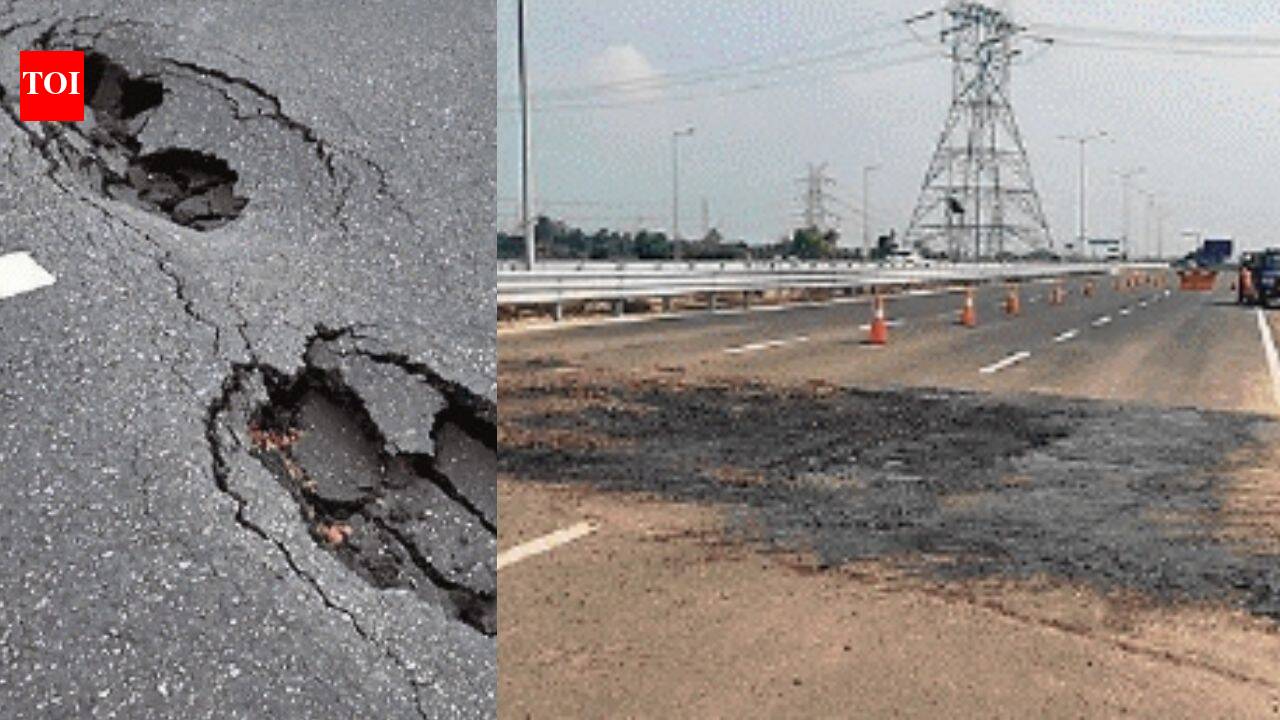 Alloy-wrecking potholes on Rs 12,000 crore Delhi-Dehradun expressway after first rain of season | Dehradun News