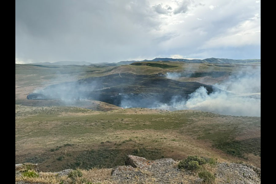 A bushfire in the Ammon Foothills near Packbridges Lane.