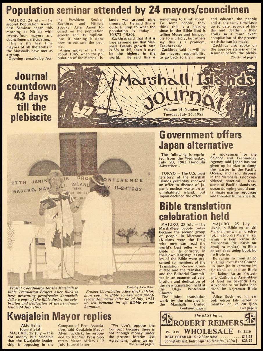 Bible now in Marshallese - The Marshall Islands Journal