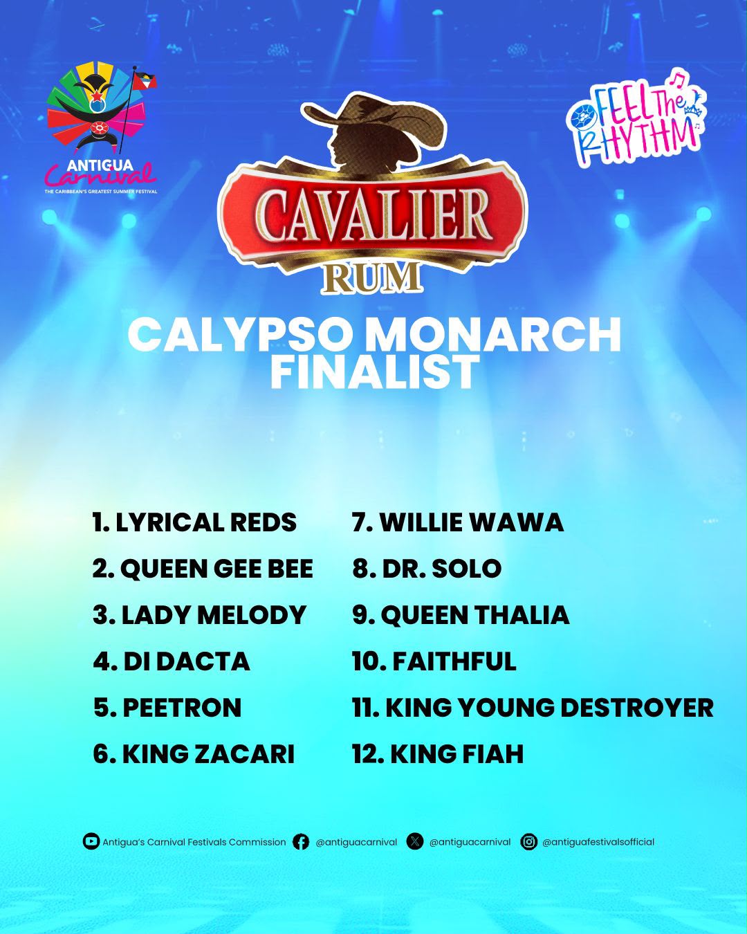 Calypso Monarch Finalists Named for Antigua Carnival 2026