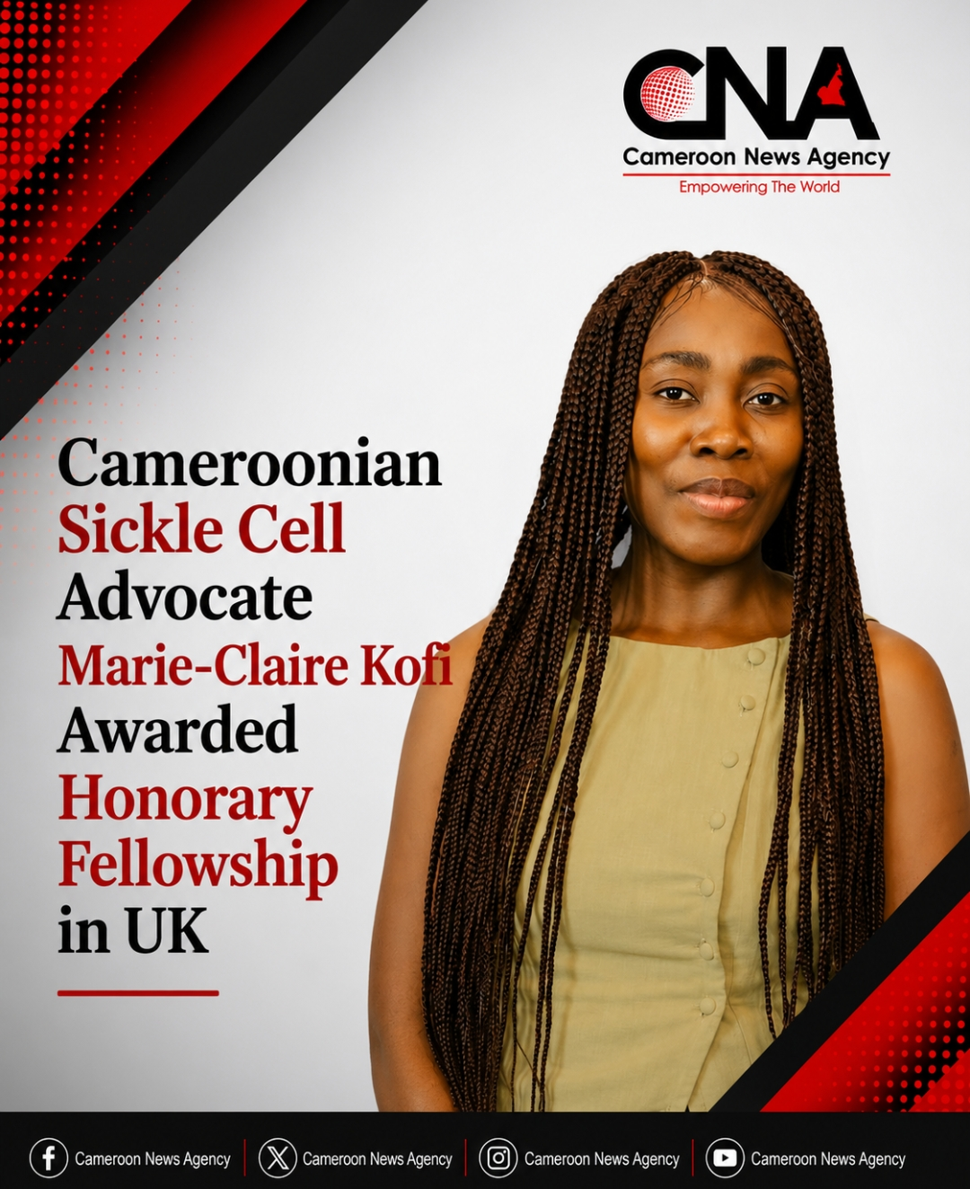 Cameroonian Sickle Cell Advocate Marie-Claire Kofi Awarded Honorary Fellowship in UK