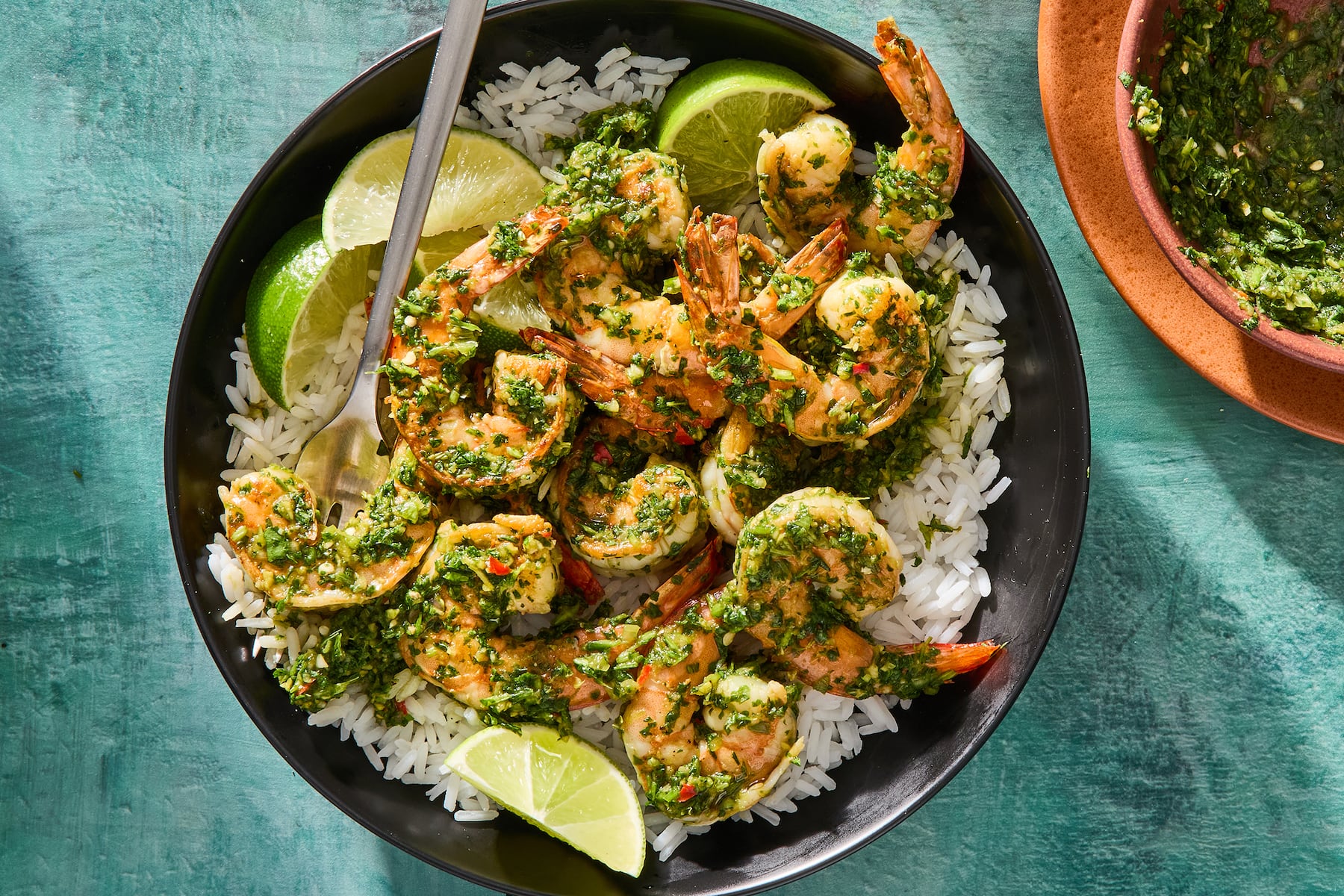 Charred shrimp with shimi sauce