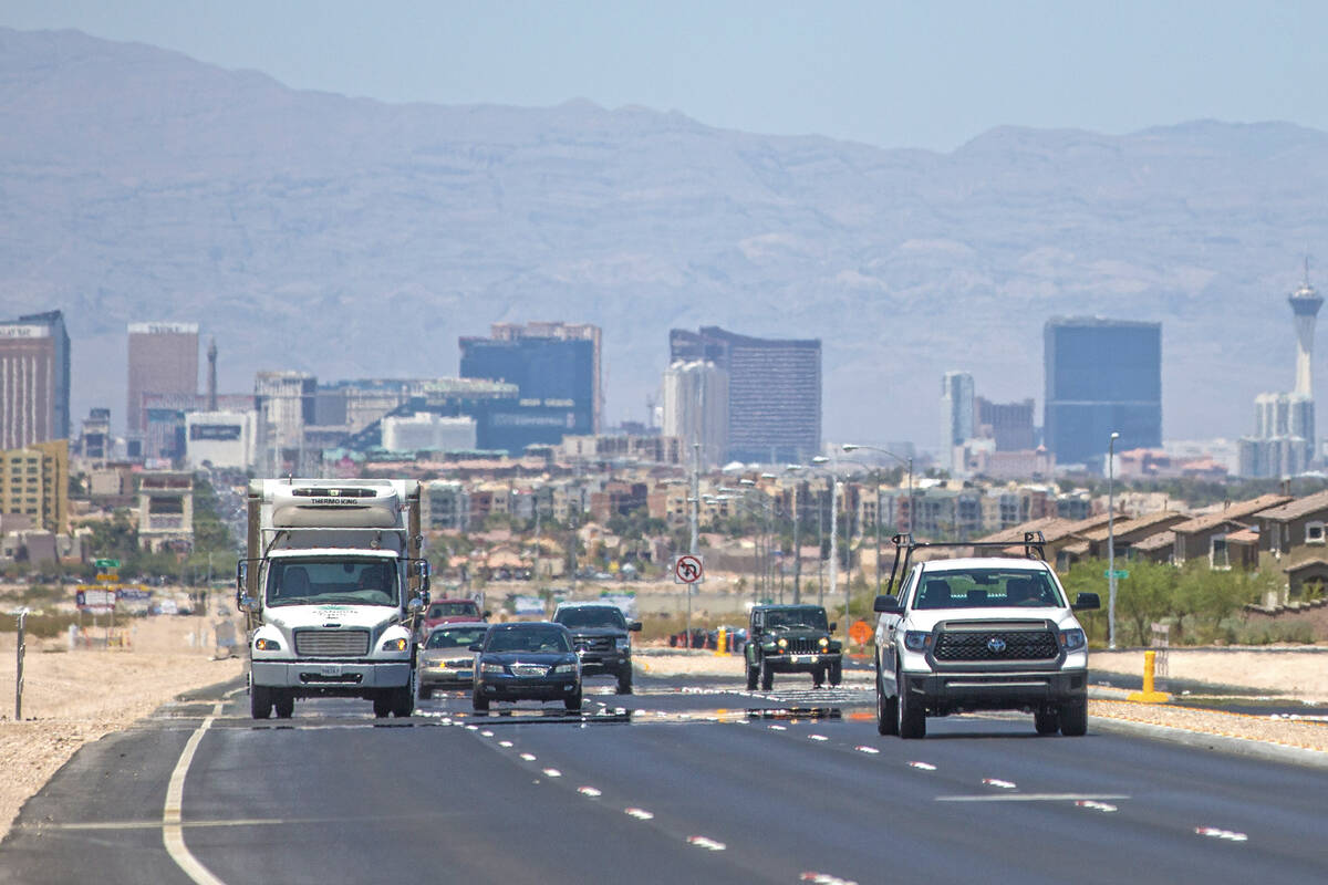 The Las Vegas skyline seen from South Las Vegas Boulevard on Wednesday, June 27, 2018, in Las V ...