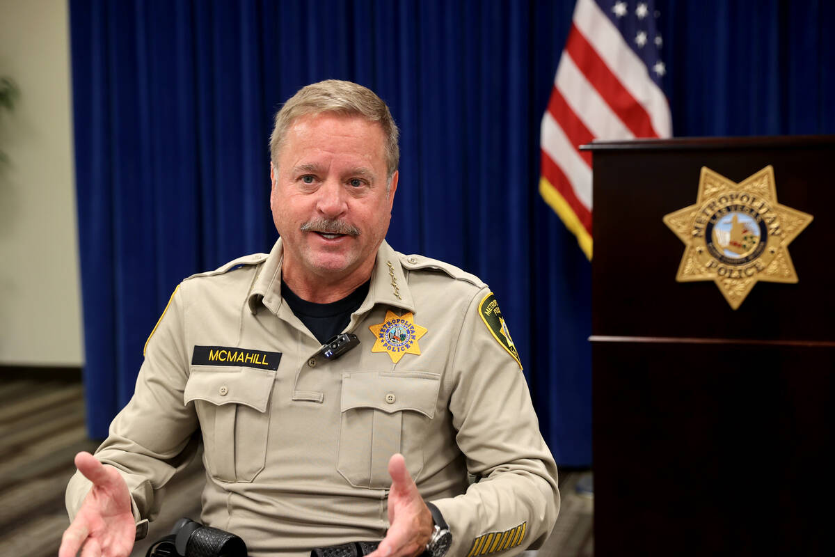 Clark County Sheriff Kevin McMahill talks to the Las Vegas Review-Journal during an interview a ...
