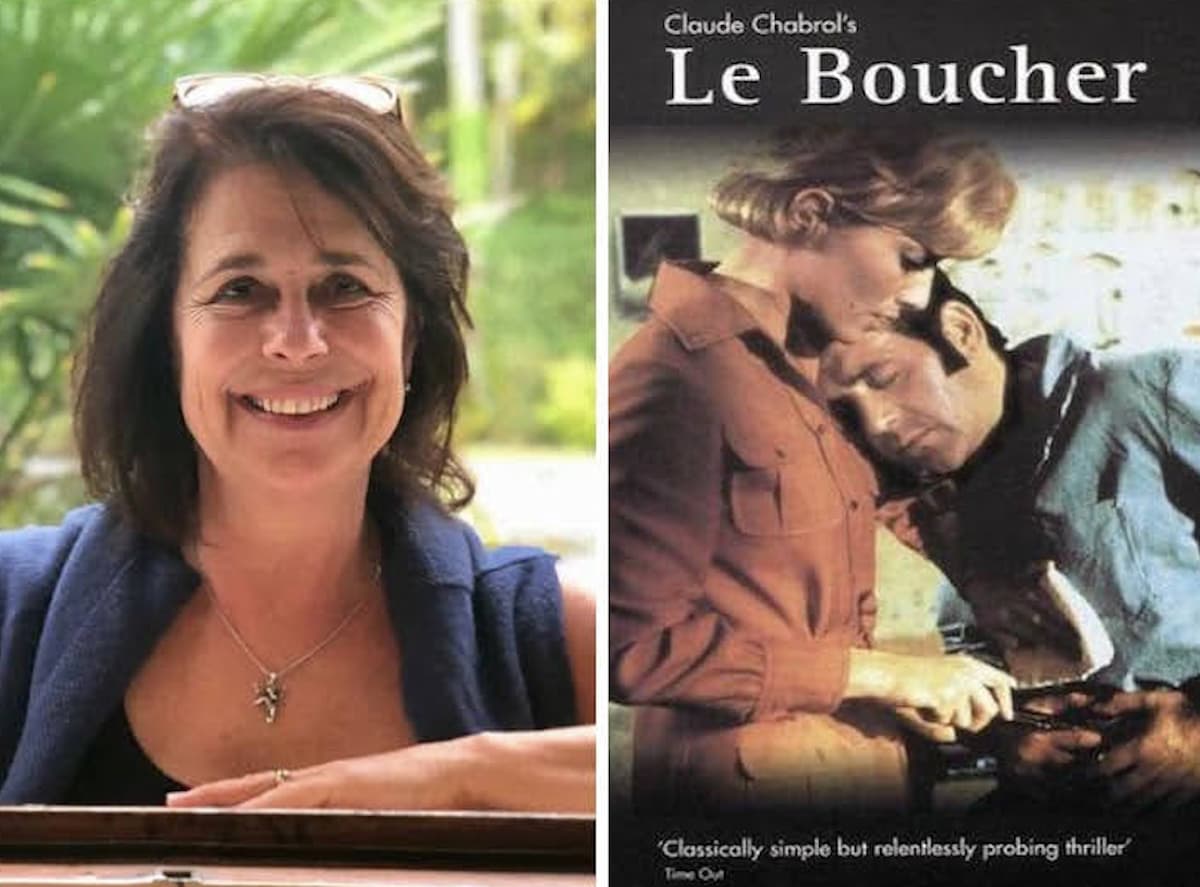 The late Karen Carter; a poster for 'The Butcher'. This customised image accompanies an article titled 'Karen Carter murder: 'The Butcher' extra accused of killing South African expat in France'