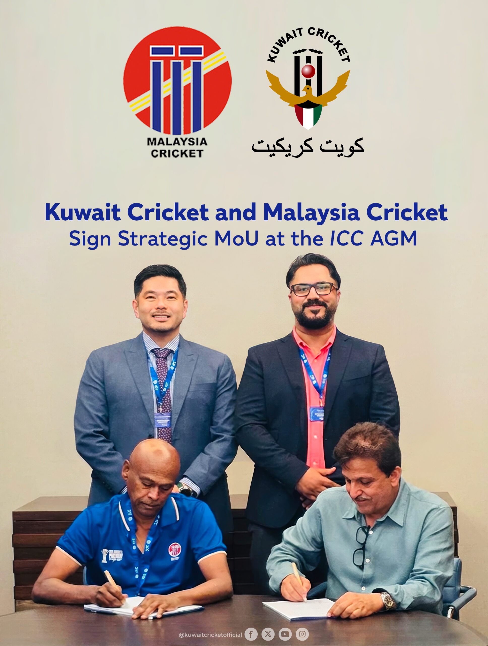 Kuwait Cricket and Malaysia Cricket Sign Strategic MoU at the ICC AGM