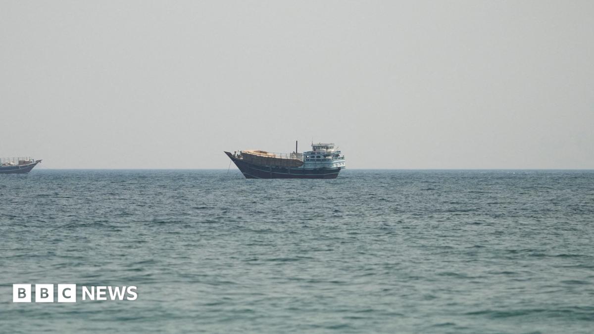 A vessel in the Strait of Hormuz, as seen from Musandam,Oman.