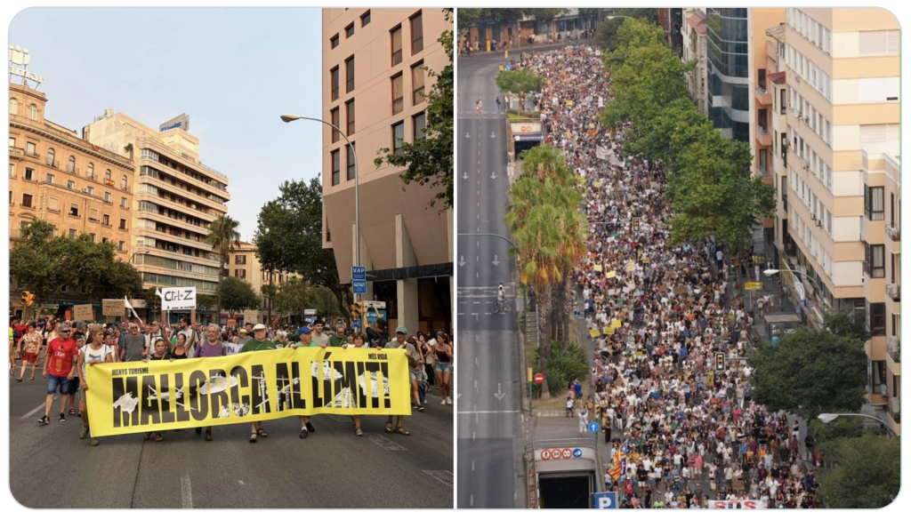 'Mallorca at breaking point': record anti-tourism protest ends in clashes with police