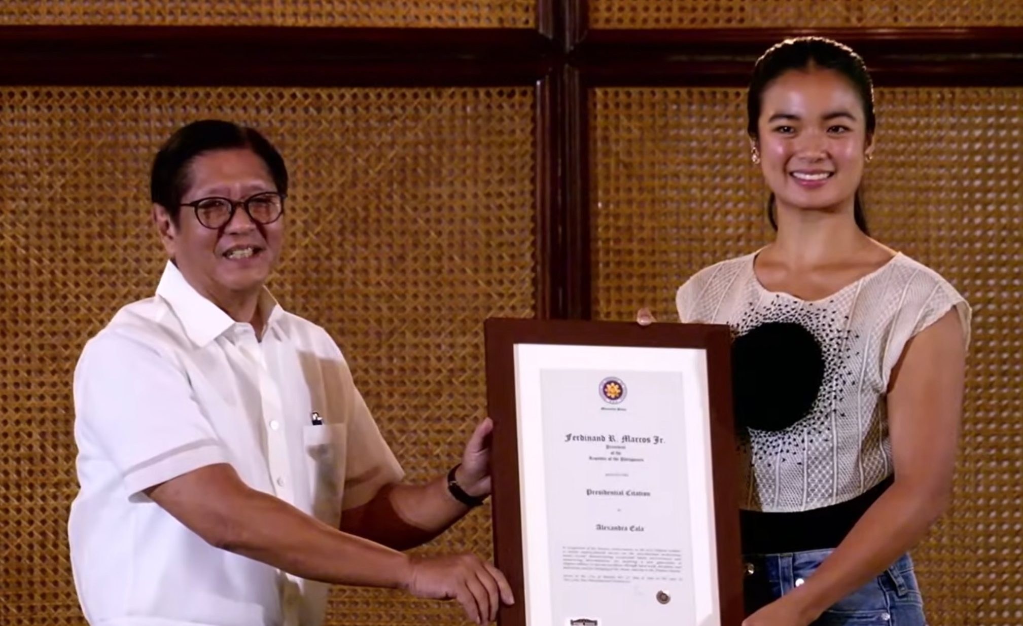 Marcos gushes over Eala, says tennis star embodies the best of Filipinos