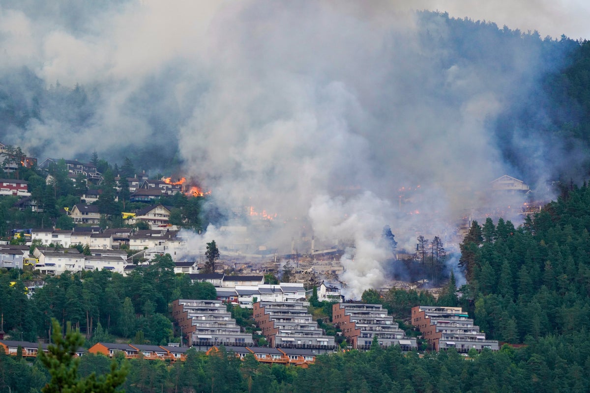 Massive fire destroys 100 homes in Norway and forces hundreds to evacuate