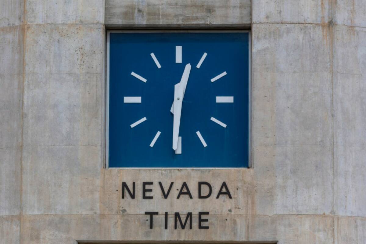 A clock which shows Nevada time at the Hoover Dam on Wednesday, March 05, 2025, in Boulder City ...