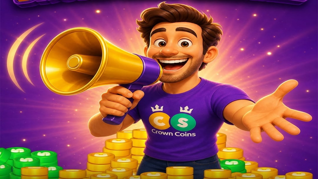 Crown Coins Casino "Join Our Broadcast Channel" post on Facebook. Crown Coins Casino
