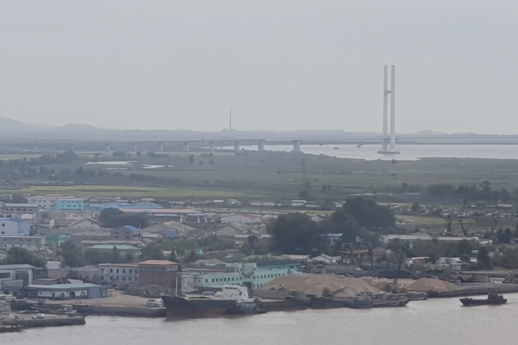 View of Sinuiju, North Pyongan province, seen from Dandong, China