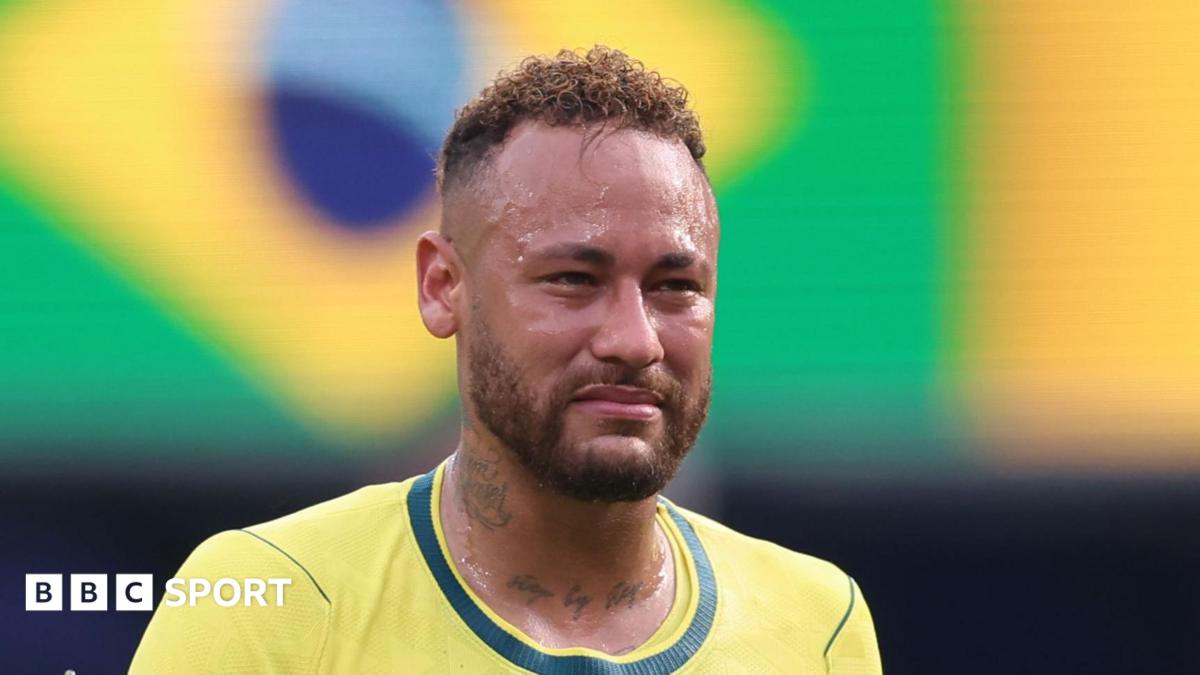 An emotional Neymar after Brazil's defeat by Norway
