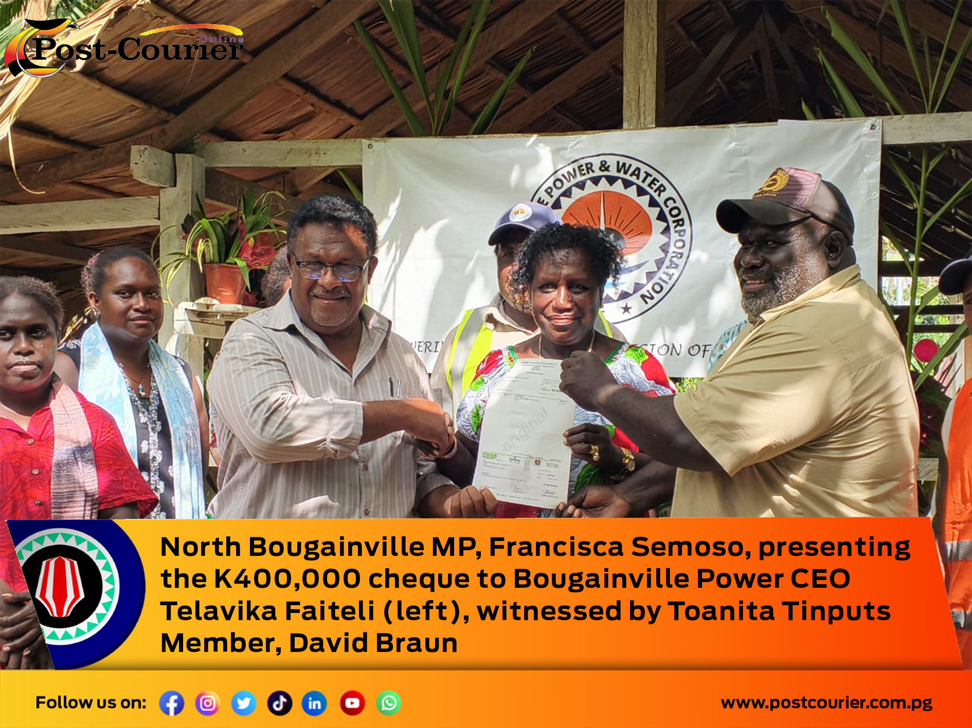 North Bougainville MP delivers K400,000 boost for Electrification Project