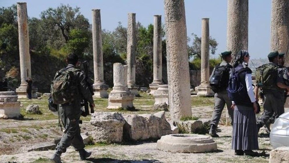 Settlers Storm Archaeological Site in Palestinian Sebastia...