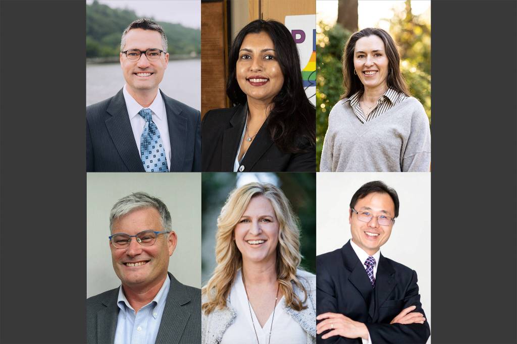 Top row, from left: Chris Bloomquist, Jenna Nand and Danica Noble. Bottom from, from left: Keith Scully, Lisa Rezac and Will Chen. (Provided photos)