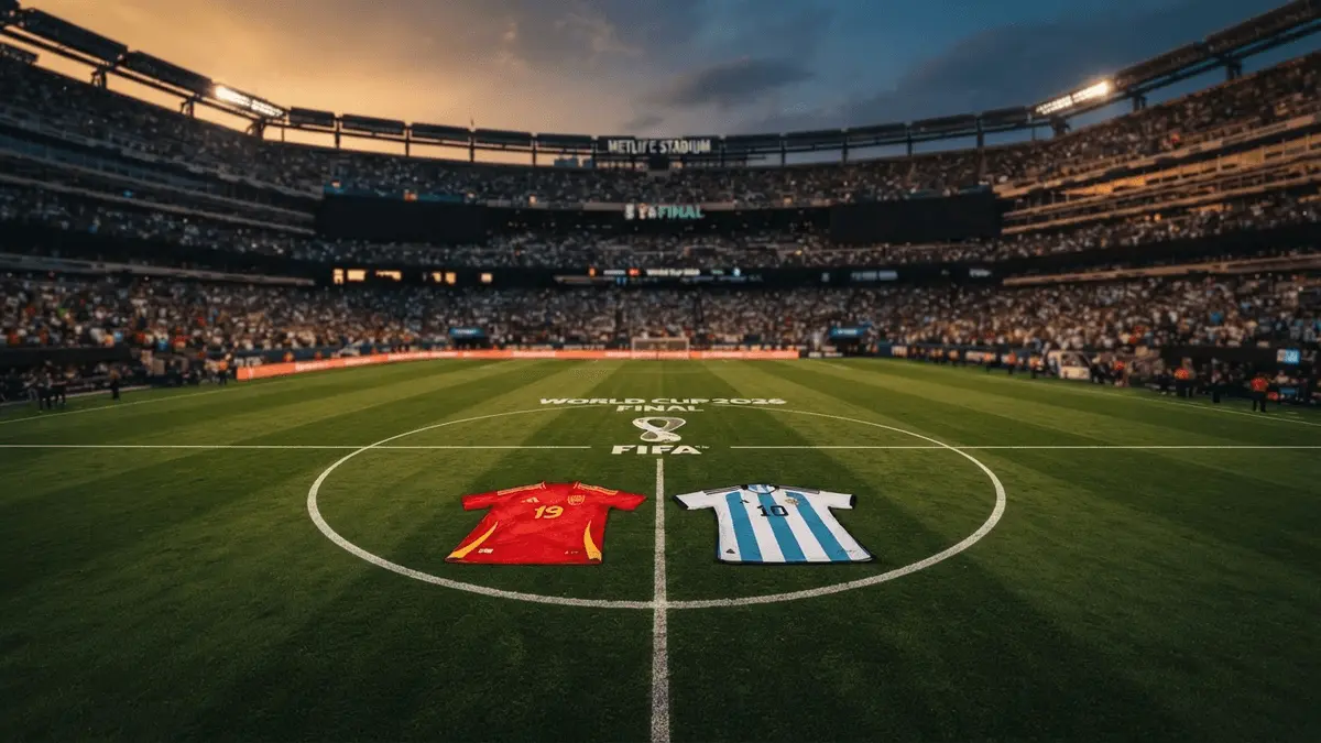 Spain and Argentina jerseys face off on World Cup 2026 Final pitch at MetLife Stadium