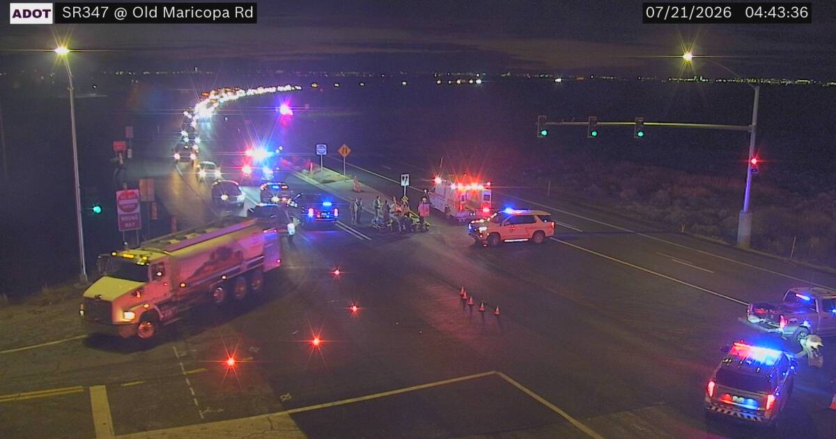 State Route 347 blocked Tuesday morning due to crash near Maricopa Road
