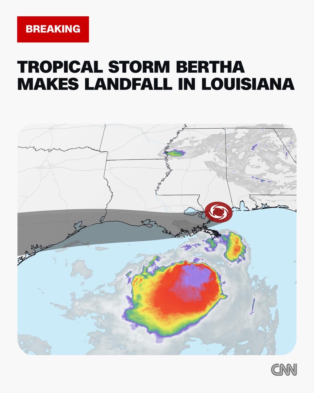 Tropical Storm Bertha makes landfall in Louisiana