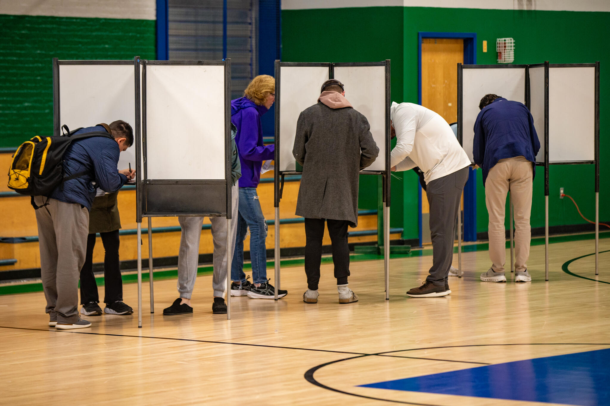 Voters cast their ballots at the Charlestown Boys and Girls Club in Boston on Nov 5, 2024. (Jesse Costa/WBUR file)