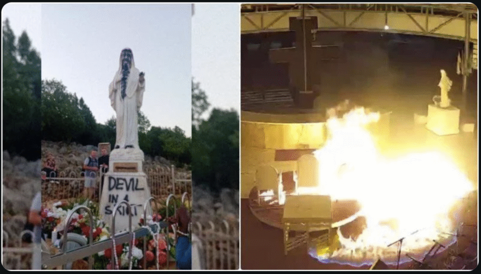 Vandals desecrate statue, set fire to altar, in Medjugorje