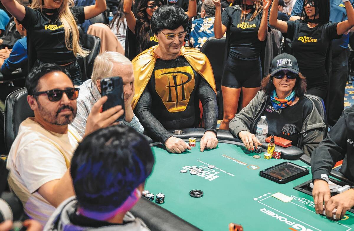 Professional poker player Phil Hellmuth sits at his table at the World Series of Poker at Paris ...