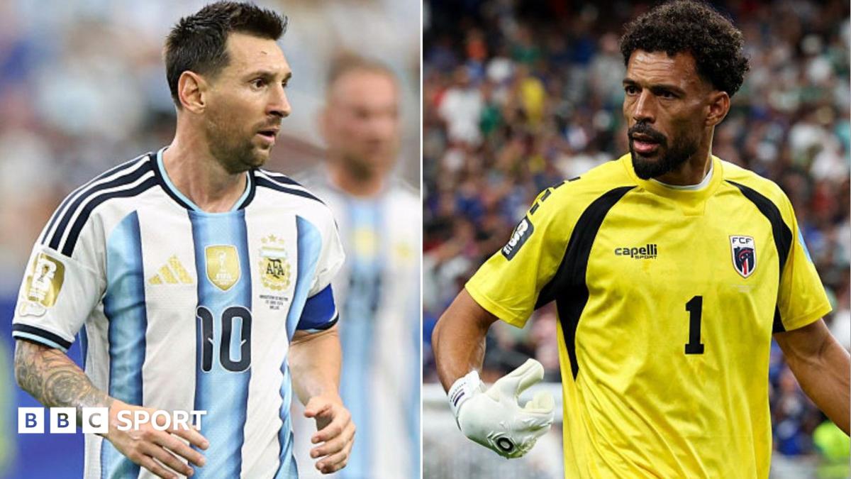 A split picture of Argentina's Lionel Messi and Cape Verde goalkeeper Vozinha