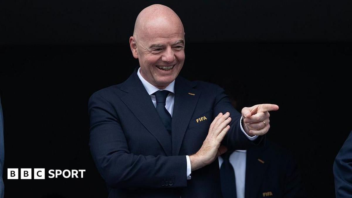 FIFA president Gianni Infantino points during to the FIFA World Cup 2026 Group I match between France and Iraq.