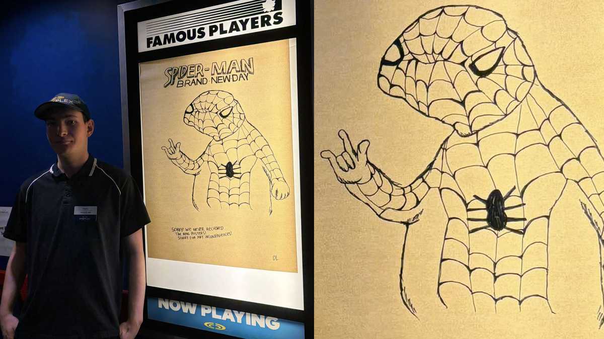 A movie theater didn’t get ‘Spider-Man’ posters. This employee drew his own
