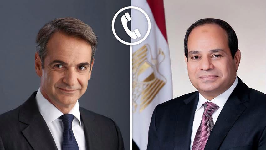 Egyptian President Abdel Fattah Al-Sisi (R) and Greek Prime Minister Kyriakos Mitsotakis (L)