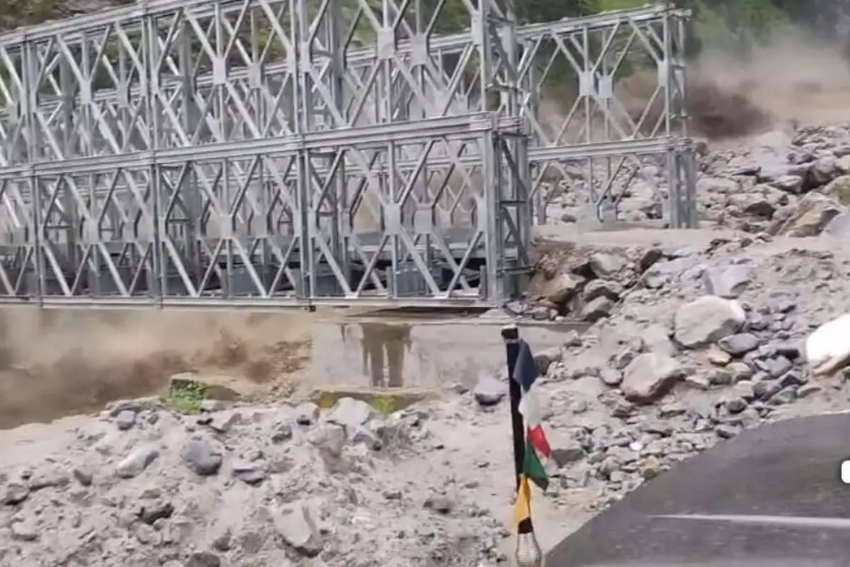 Bailey bridge in Niti valley washed away due to Tamak drain overflow after heavy rains