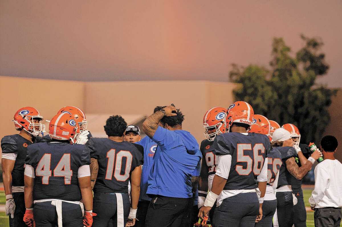 Bishop Gorman players prepare to leave the field after their game against Somerset Academy Lose ...