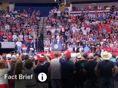 Did Donald Trump state during a 2020 Tulsa campaign rally that he’d asked to slow COVID-19 testing to reduce reported case numbers?
