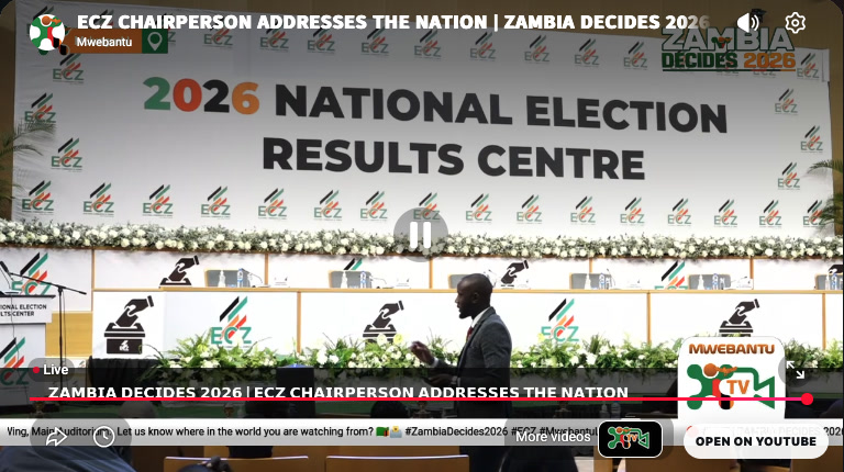 ECZ Chairperson addresses the nation live from the 2026 National Election Results Centre