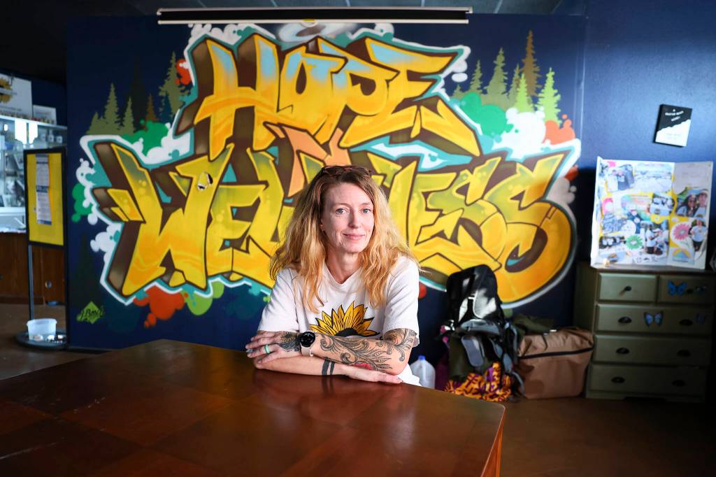 Jasmine Donahue, founder of Hope ’N Wellness, inside their new administration space along Rucker Avenue on Friday, Aug. 14, 2026 in Everett, Washington. (Olivia Vanni / The Herald)