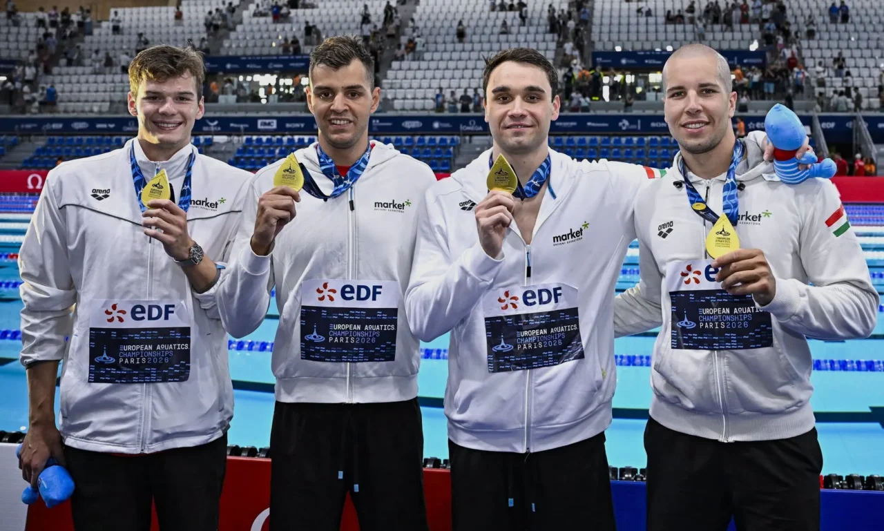 Mens 4x100m freestyle Hungary team