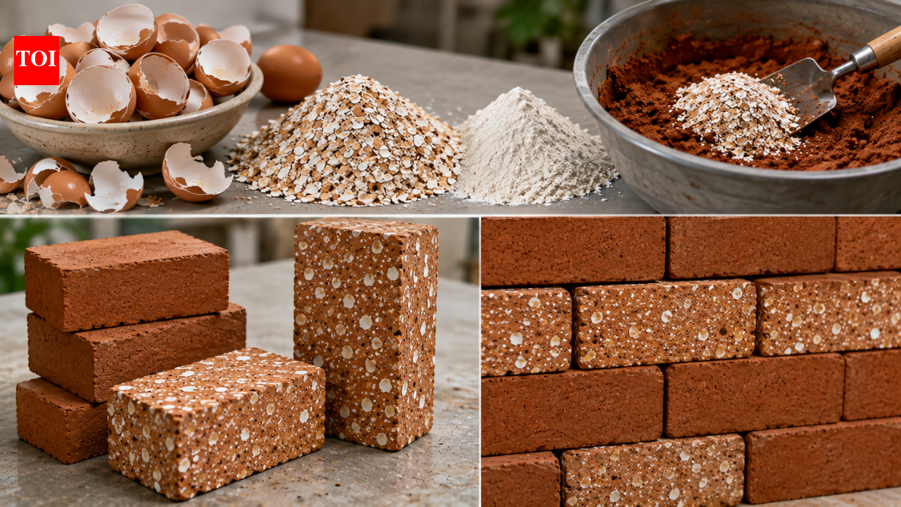 In 2025, researchers used fired clay bricks and eggshell waste, reducing energy consumption for heating and cooling by 50%, turning food waste into useful building material
