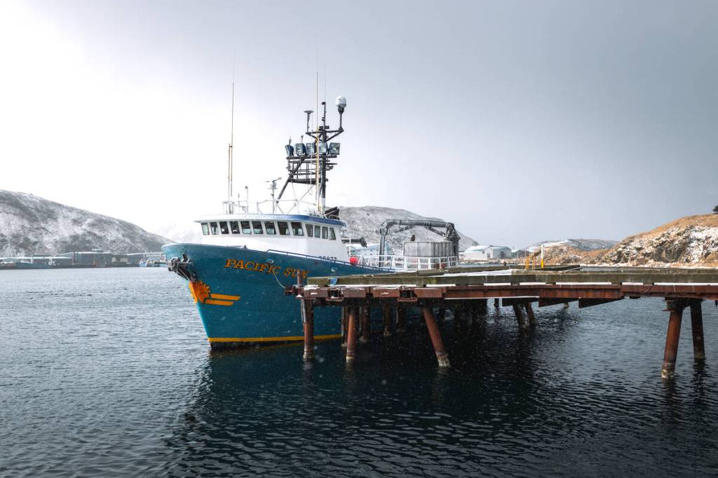 The Pacific Sun at the dock in Dutch Harbor. (Courtesy of Alaska Department of Commerce, Community, and Economic Development)