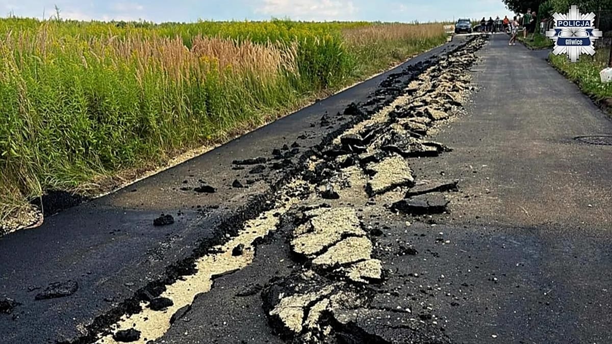 Man remanded in custody in Poland after driving tractor onto fresh asphalt and churning up road