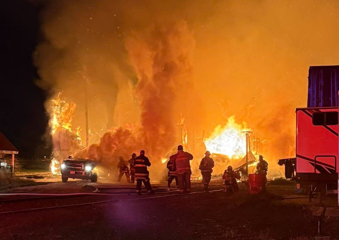 Multiple Companies Battle Heavy Barn Fire in Harrington