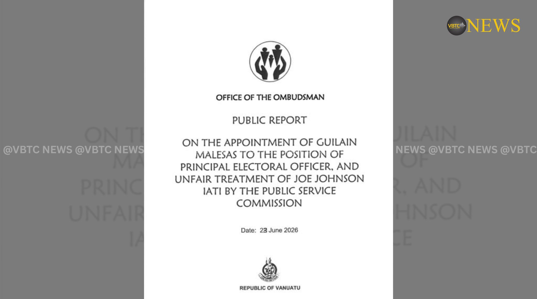 Ombudsman Recommends Termination of Principal Electoral Officer