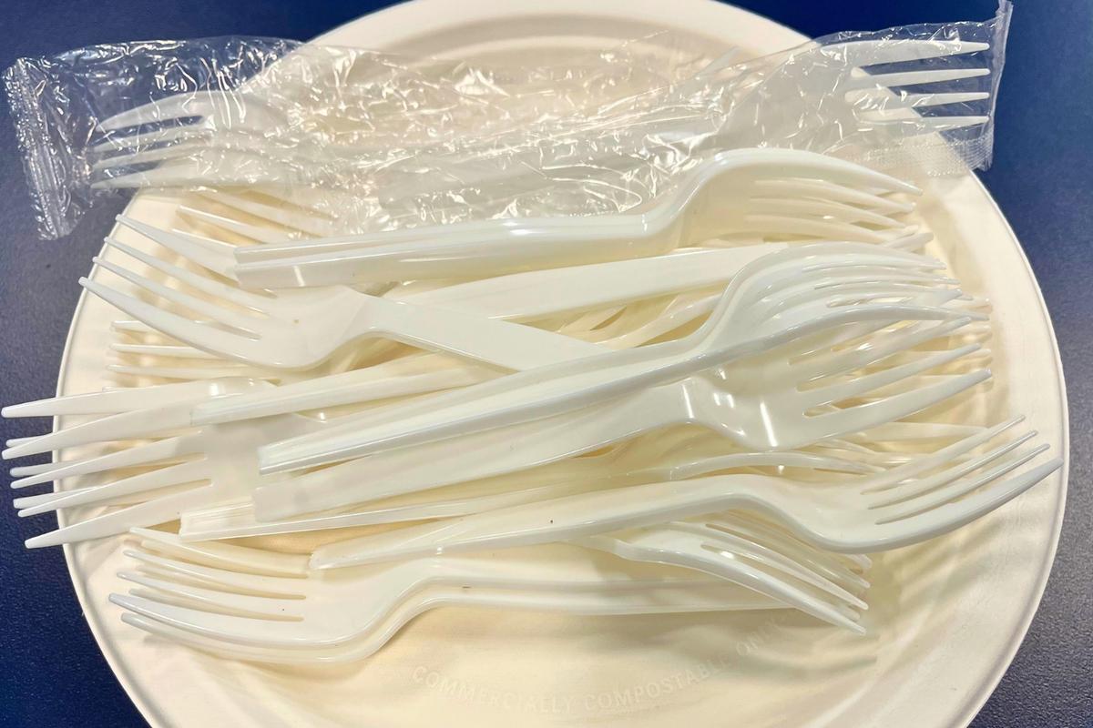 Plastic utensils now come by request in