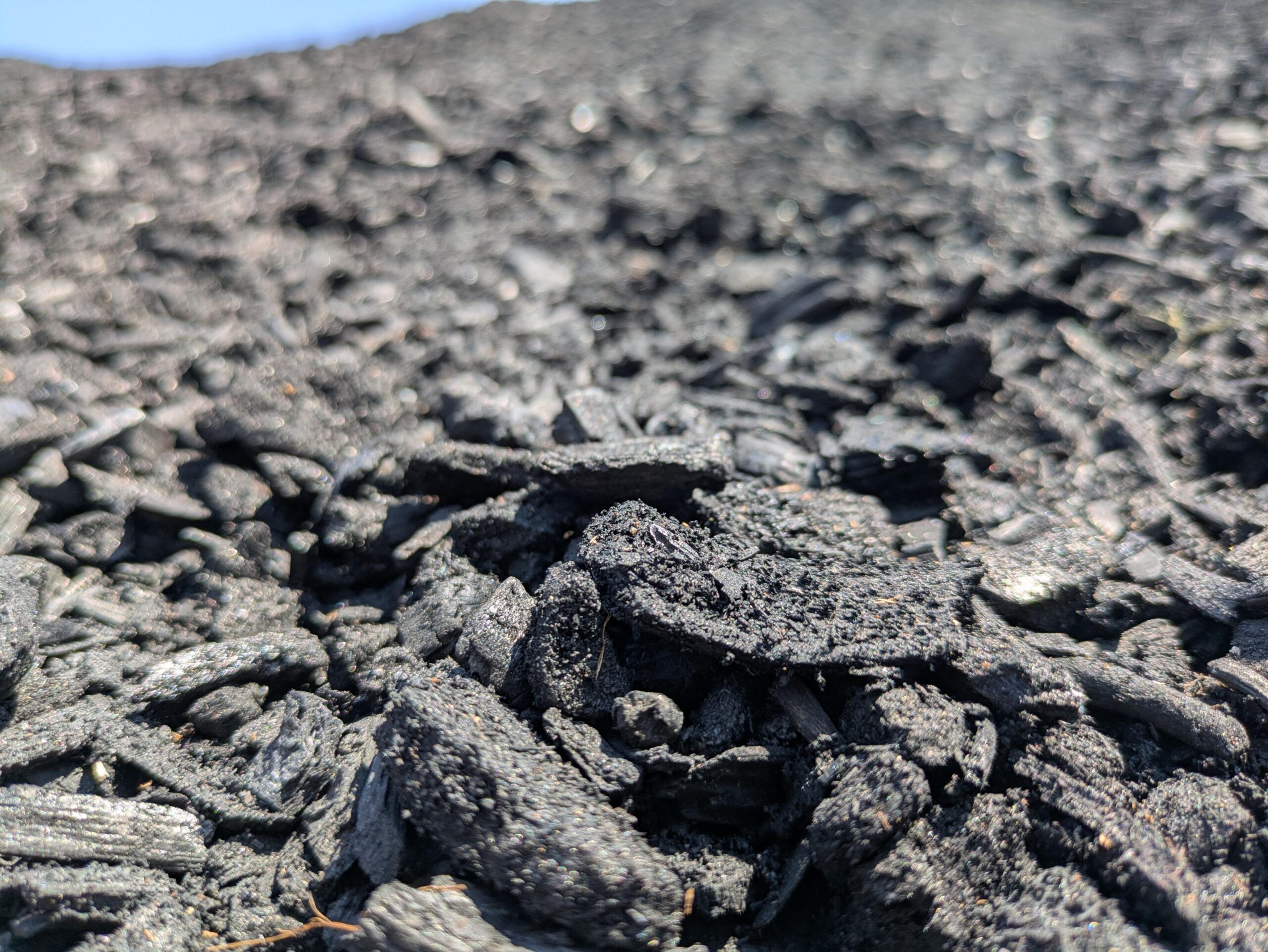 Photo shows biochar pile. Source: CLEW/Wettengel.