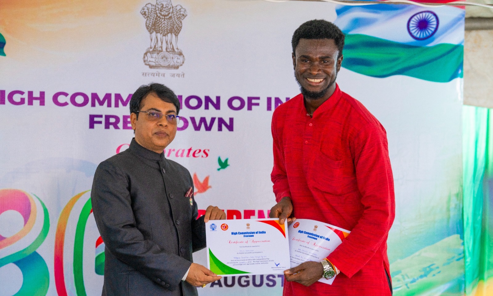 Sallu Kamuskay Receives Two Certificates and Prizes from Indian High Commission in Sierra Leone