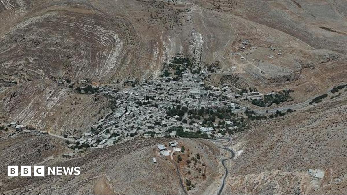 An aerial view of the village of Beit Jinn in Damascus, Syria